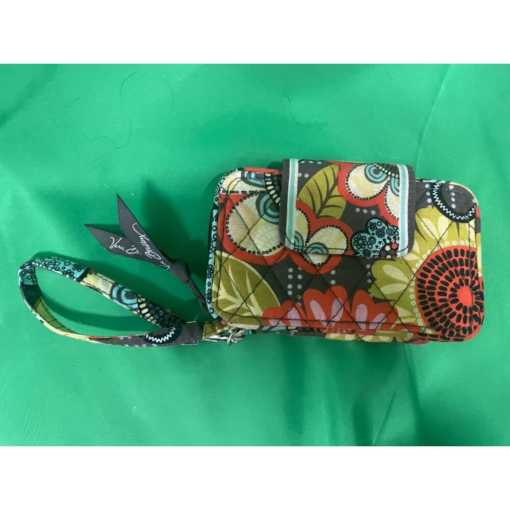 Vera Bradley Flower Power Wristlet Wallet Yellow Brown Teal